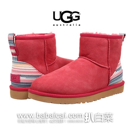 6PM：UGG Classic Mini Serape 女士 经典短款雪地靴  原价$145，现特价$72.5