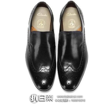 Clarks 其乐 Banfield Slip 男士 真皮圆头烤花皮鞋