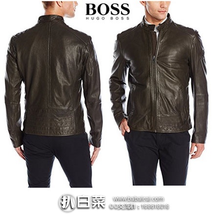 HUGO BOSS 雨果博斯 橙标 男士  小立领绵羊皮机车夹克  降至$408.99，下单7折后$286.29