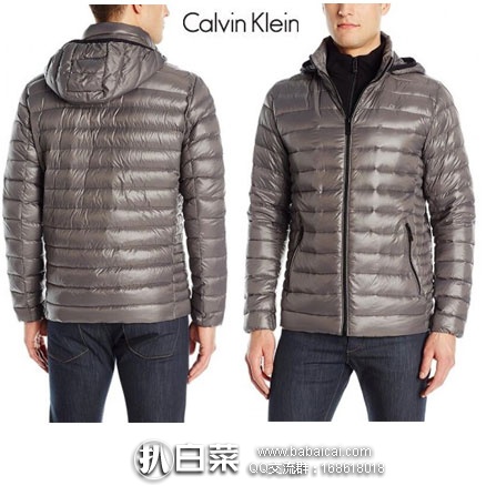 Calvin Klein 男士轻量连帽轻量羽绒服（原价$200，现降至$83.95），黑五7折后$58.76