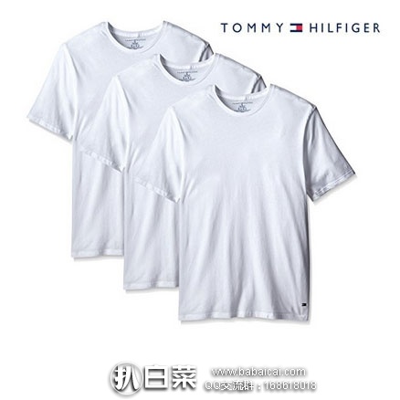 Tommy Hilfiger 汤米·希尔费格 男士纯棉T恤三件装 （原价$40，现降至$21.99）