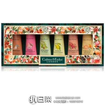 LookFantastic英国官网：Crabtree＆Evelyn 瑰柏翠 圣诞礼盒6支手霜套装 现价£26，两件75折后新低£19.5