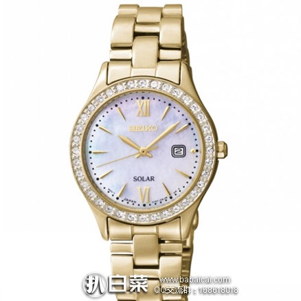 SEIKO 精工 SUT076 石英珍珠贝母水晶女表  原价$295，现降至$97.69