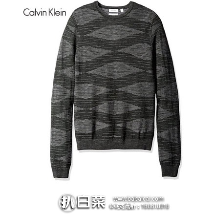 Calvin Klein 男士Merino Plaited Texture Crew Neck Sweater 美利奴圆领针织衫 原价$90，现特价$18.74