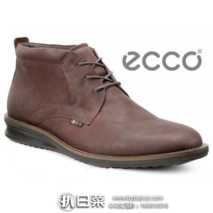 6PM：ECCO 爱步 Contoured Low Cut Boot 男士 真皮磨砂短靴 原价$200，现特价$70