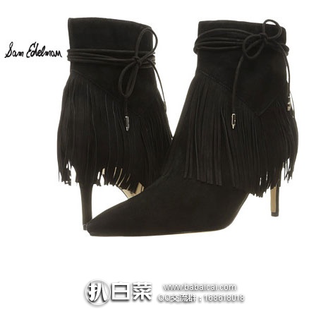 6PM：Sam Edelman 女士羊皮流苏高跟短靴 原价$170，现降至$59.99