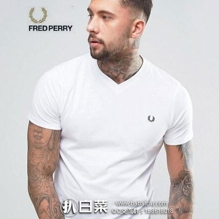 亚马逊海外购：Fred Perry 弗莱德·派瑞 男士 V领纯棉T恤 降至￥162.97，免费直邮含税到手￥182