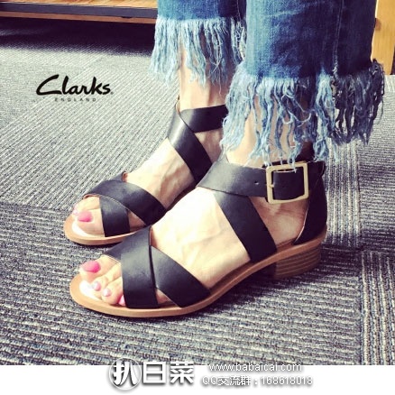 亚马逊海外购：Clarks 其乐 女士 真皮方跟凉鞋 补货降至￥264.44