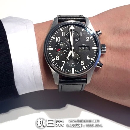 JOMASHOP：IWC 万国 飞行员系列 IW377709 男士 经典三眼计时机械腕表 $3650