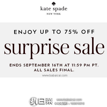 Kate Spade 凯特丝蓓官网：2017秋季惊喜特卖会终于来啦！超多美包、美衣和配饰低至2.5折热卖，小钱包32$起