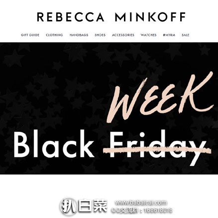 Rebecca Minkoff美国官网：黑五大促 全场饰品包袋等3折起+满$100额外75折