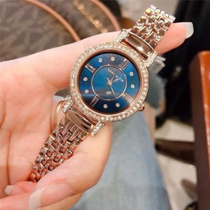 新低！Anne Klein安妮·克莱因 施华洛世奇水晶点缀玫瑰金手镯手表 ，直邮含税到手约￥153.32