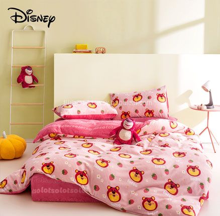 天猫商城：Disney 迪士尼 秋冬儿童卡通牛奶绒加厚保暖床品 三/四件套 5色 到手￥99元起包邮
