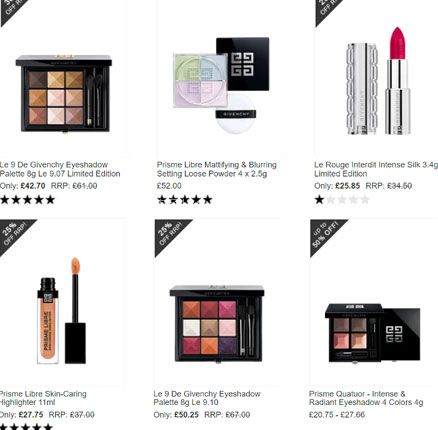 Escentual英国官网：Givenchy 纪梵希神仙价！4色眼影£15骨折！圣诞限定£19！ 1.8折起！红丝绒口红£16！