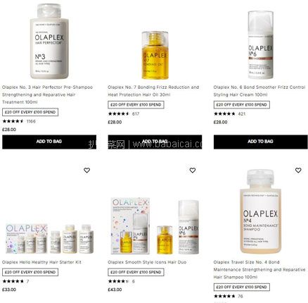 Cult Beauty英国官网：Olaplex 必囤护发单品 修复力Max！明星护发3件套£26 No.3 护发素£22