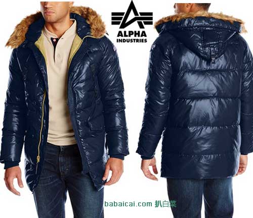 Alpha Industries 阿尔法军工男式N-3B防寒中长款外套（原价$165，现7.5折$127.18），公码7折后$89