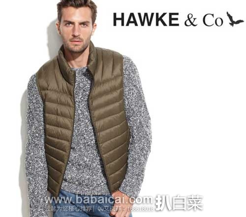 Hawke & Co 男士轻量型羽绒马甲（原价$125，现3.2折$41.04），公码7.5折后实付$30.78