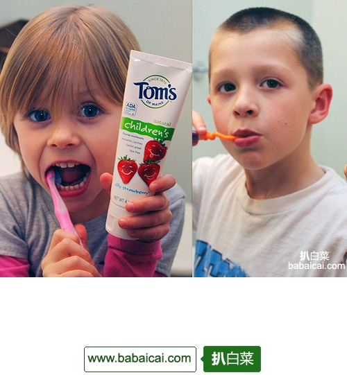 Tom’s of Maine 儿童天然草莓味无氟牙膏 119g*3支 原价$15.19，现6.6折售价$10.17
