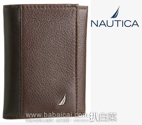 Nautica 诺帝卡 男士三折竖版牛皮钱包（原价$34.00，现$18.9），公码7折后实付$13.23，新低