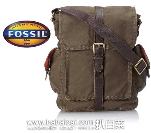 Fossil Estate 男士复古帆布通勤包 原价$138，现Olive色4.5折$61.99，国内1100元