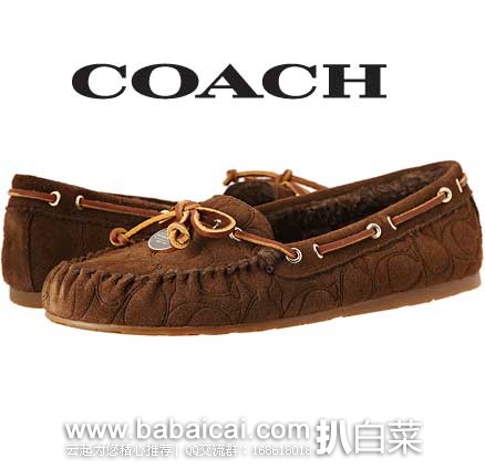 6PM：COACH 蔻驰 Antonia 系列 女士 真皮绒里保暖船鞋 原价$118.00，现4折售价$47.99