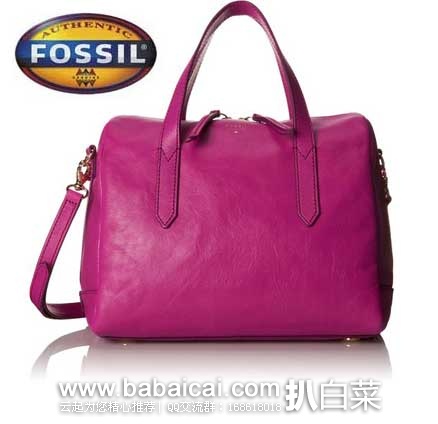 Fossil  Sydney Satchel 女士 经典波士顿桶真皮挎包  原价 $178，现5.2折售价$93.09