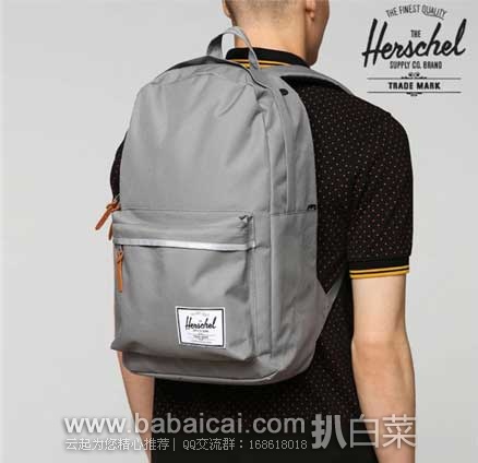 Herschel Supply Co. 休闲款时尚双肩背包（原价$65，现7.5折$48.74），公码7.5折后实付$36.55，