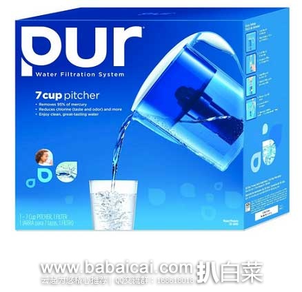 PUR 宝洁 CR-6000 双重过滤家用滤水壶 现售价$14.99 ，史低