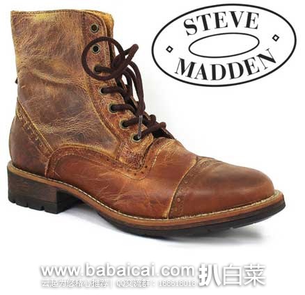 白菜！Steve Madden 史蒂夫马登 真皮男靴 原价$150，现仅3折历史新低$45