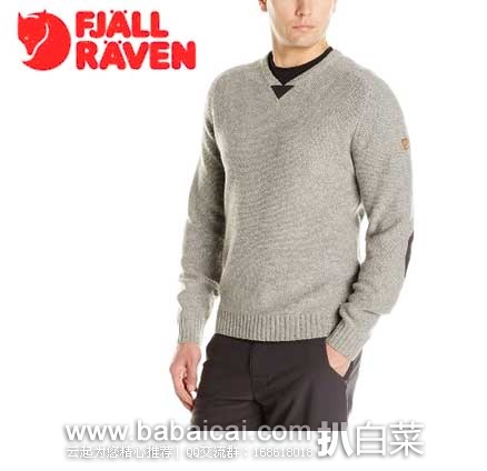 Fjallraven 瑞典北极狐 男士纯羊毛V领针织衫（原价$150，现5折$76.16），下单8折后实付$60.93