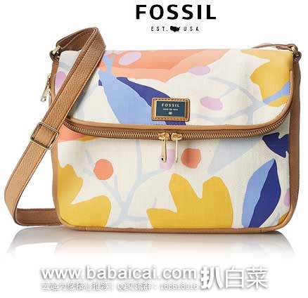 Fossil 化石 Preston 女士 花卉印花翻盖 单肩挎包  原价$178，现4.4折售价$79.19， 史低