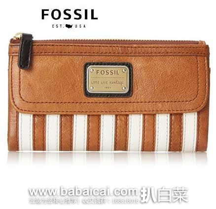 Foosil 化石 女款   纯皮拼色手拿包 原价$75，现4.4折售价$33.59