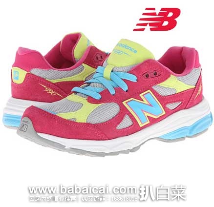 6PM：New Balance 新百伦 990v3 大童款慢跑鞋  原价69.95，现4折售价$27.99