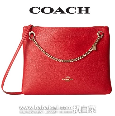 6PM：COACH 蔻驰 女士真皮链条单肩包 原价$235，现历史低价5折$117.99