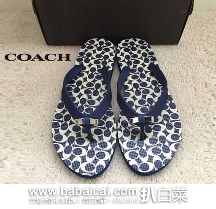 6PM：Coach 蔻驰 Amel 女士 时尚蝴蝶结夹脚凉拖  (原价$40，现4.9折售价$19.99)用码折后$17.99，转运到手约205元