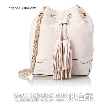 Rebecca Minkoff 瑞贝卡明可弗 女款 荔枝纹真皮流苏抽绳经典水桶包 (原价$375，现6.3折售价$239.06)，会员7折后实付$167.34