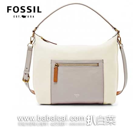 6PM：Fossil 化石 Vickery 女士 亮面真皮清新单肩斜挎包 原价$218，现4折售价$87.99