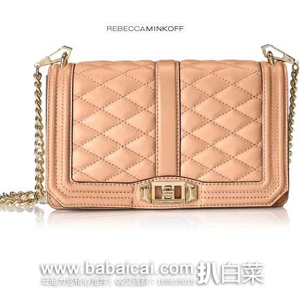 Rebecca Minkoff 瑞贝卡明可弗 女款  Love系列大号真皮经典菱格斜挎包 原价$295，现5.1折售价$153.21