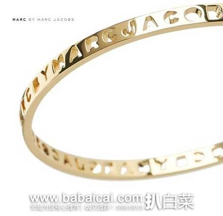 Marc by Marc Jacobs 女款 Tiny Cut It Out Logo镀金手镯 （原价$48，现4折售价$19.43），公码5折后仅需$9.71