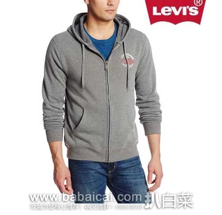 Levi’s 李维斯 Briddle Fleece 男士灰色拉链帽衫 原价$50，现2.4折仅售$11.88