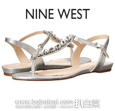 6PM：Nine West 玖熙 Oberlander女款 真皮平底凉鞋  原价$79，现售价$27.65