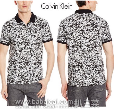 Calvin Klein Abstract系列 男士 经典Polo衫  原价$69.5，现特价至$20.79