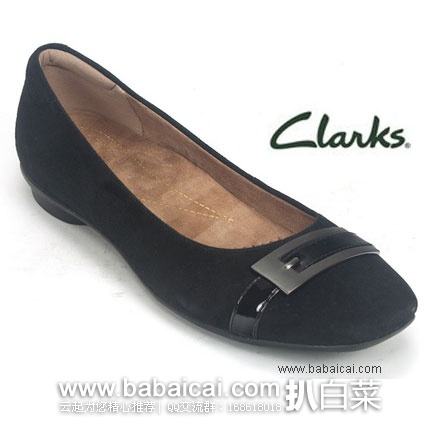 Clarks 其乐 女士  翻毛皮拼接 真皮平底鞋  现特价$29.98