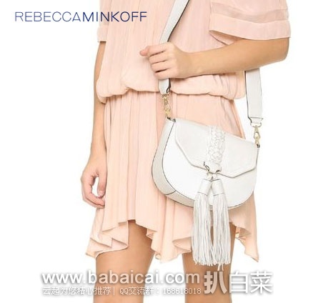 Rebecca Minkoff 官网：瑞贝卡明可弗 女士 编织流苏马鞍包 原价$325，现新低$118