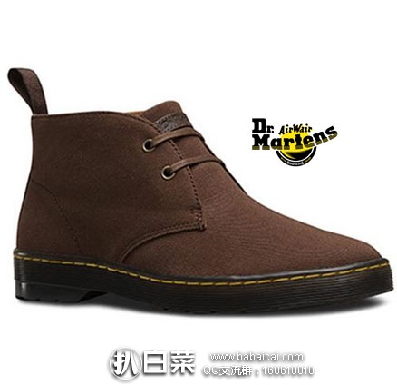 6PM：Dr. Martens Mayport 2-Eye Desert Boot 男士2孔帆布马丁靴 原价$75，现降至$39.99