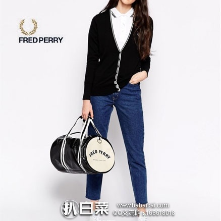 Fred Perry 弗莱德派瑞 中性款 经典波士顿圆筒包 （原价$90，现$48.36 ），网络星期一7折后$33.85