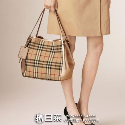 EBAY：Burberry 巴宝莉 Canter Small Leather & House Check Womens Tote Handbag 女士格 纹拼真皮手提包 优惠码折后实付新低$643.99