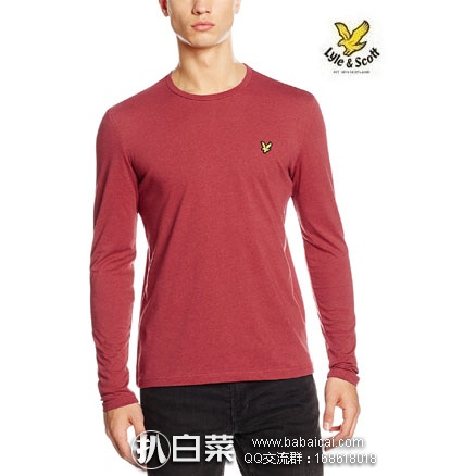 亚马逊海外购：Lyle & Scott 苏格兰金鹰 男士休闲长袖T恤  现售价￥143.96，凑单免费直邮到手新低￥161