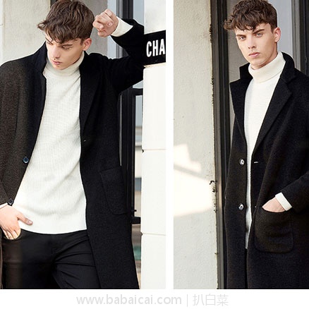 天猫商城:Cabbeen 卡宾 男士50%澳洲羊毛中长款毛呢大衣 两色,现价¥789,领取¥150优惠券,券后实付¥639包邮