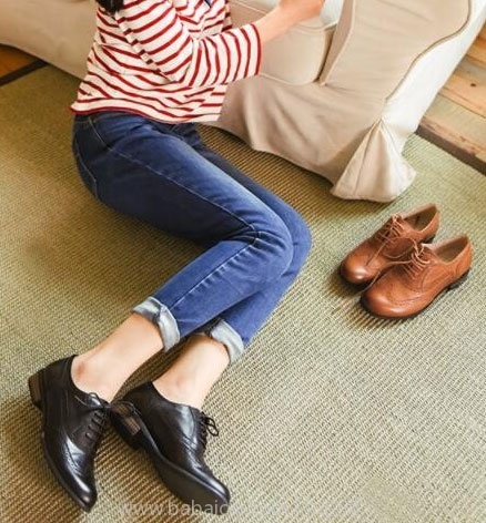 网易严选:女式真皮 英伦 布洛克系带鞋 两色可选 售价¥259,2件8折 3件7折